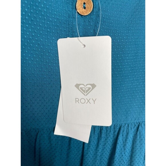 Roxy Dream Sz XS Spaghetti Strap Midi Dress Teal Sleeveless Tiered V-Neck NWT - Picture 10 of 16